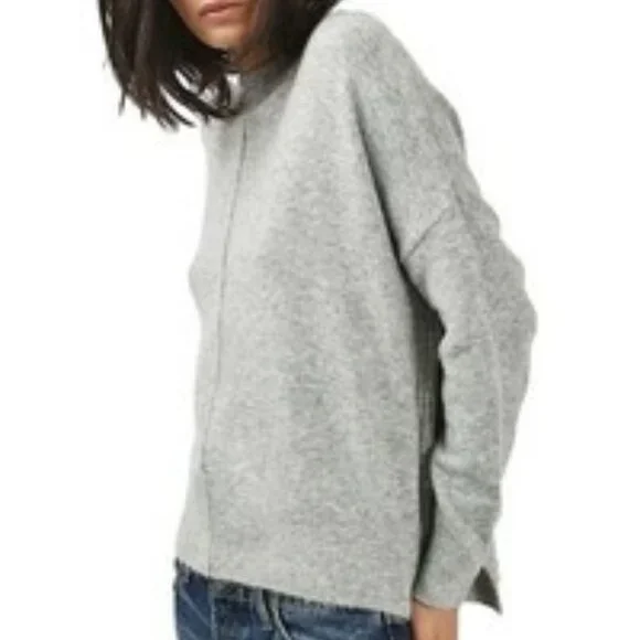 Women's Topshop Gray Side Zip Sweater Size 8 - Picture 2 of 9